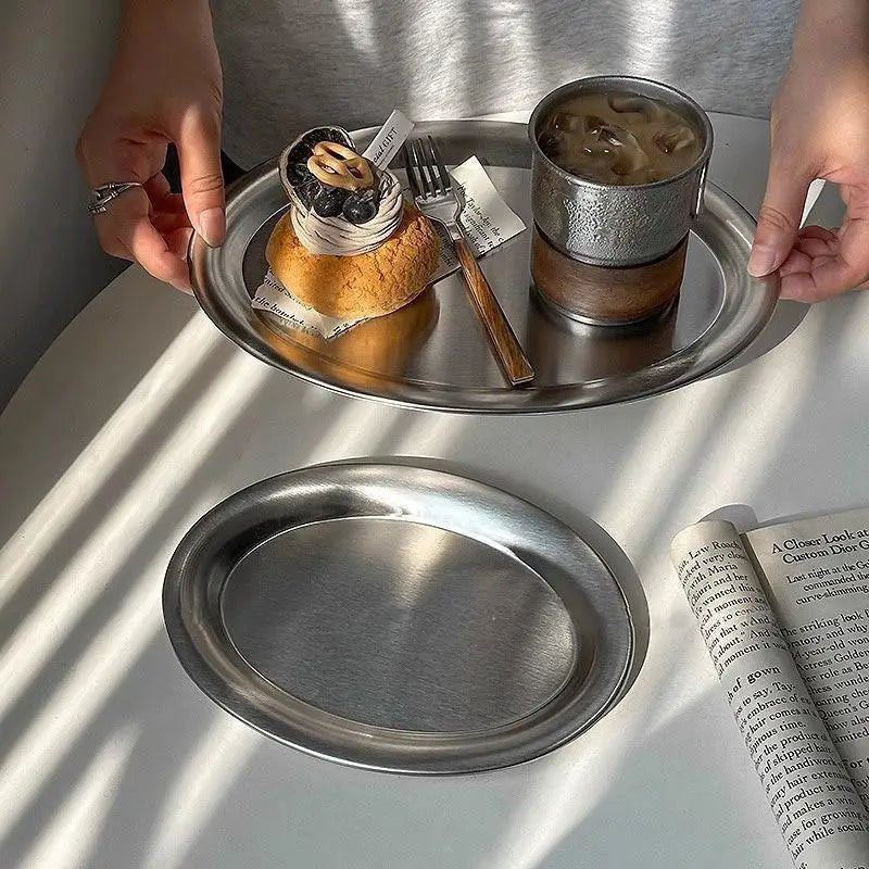 Stainless Steel Oval Fish Plates Household Food Dinner Steamed Qme