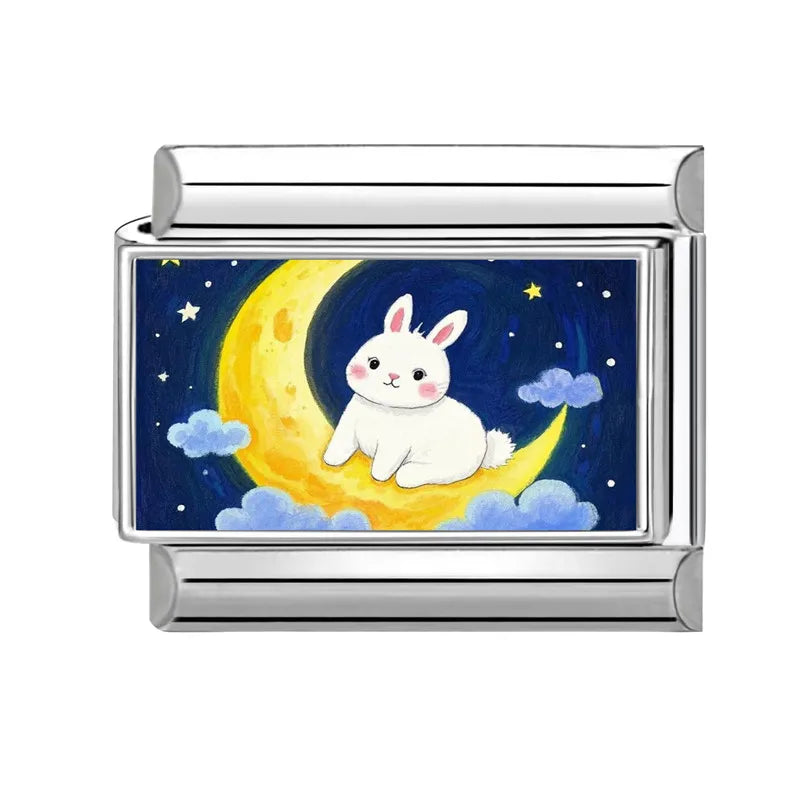 Spring Fashion Colorful Eggs Rabbit Tulip Easter Italian Link Fit