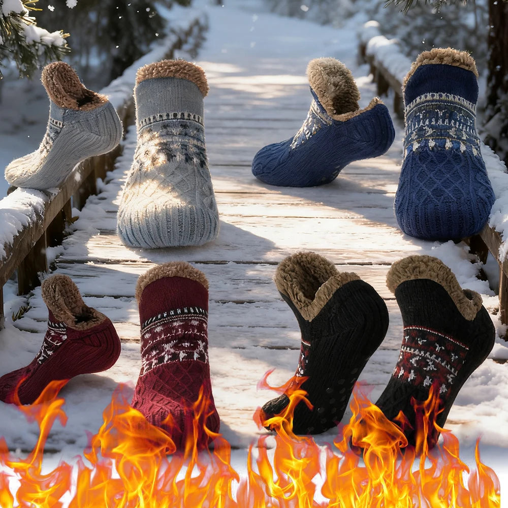 Thickened Floor Socks Women Men Home Slippers Socks Non Slip Knitted Carpet Sock Winter Thermal Sleeping Socks Christmas Gifts Qme