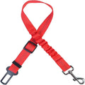 2pcs 3-in-1 Adjustable Reflective Bungee Tether Dog Car Harness with Clip Hook Latch & Buckle for Dogs Pets Safety Seatbelt Qme Red