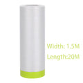 Pre-Taped Masking Film Drop and Cloth Plastic Cover Sheets Transparent Floor Carpet Protector for Furniture Car Painting Qme 1.5