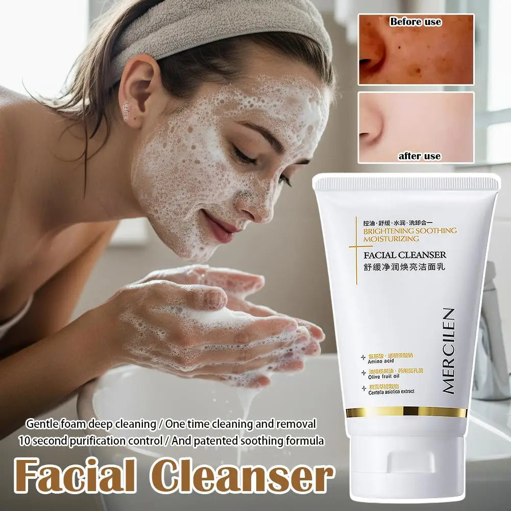 MERCILEN Facial Cleanser Face Wash Foam Skincare Moisturizing Skin Brightening Rejuvenation Face Cleanser Skin Care Qme