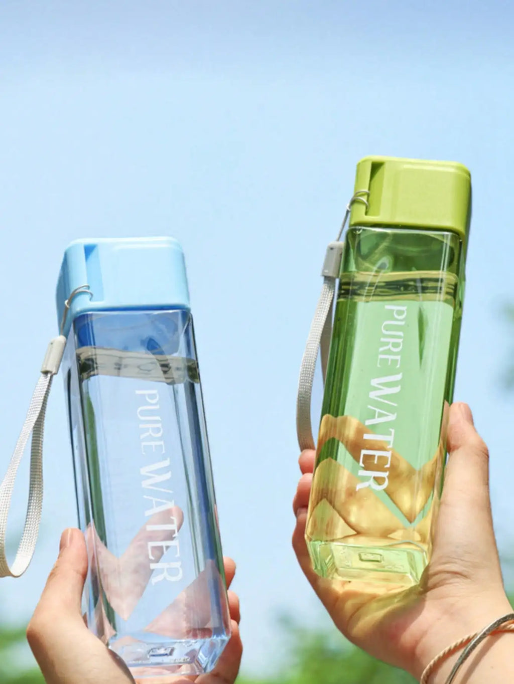 Square Plastic Cup Simple Personalized Portable Water Bottle Back Qme