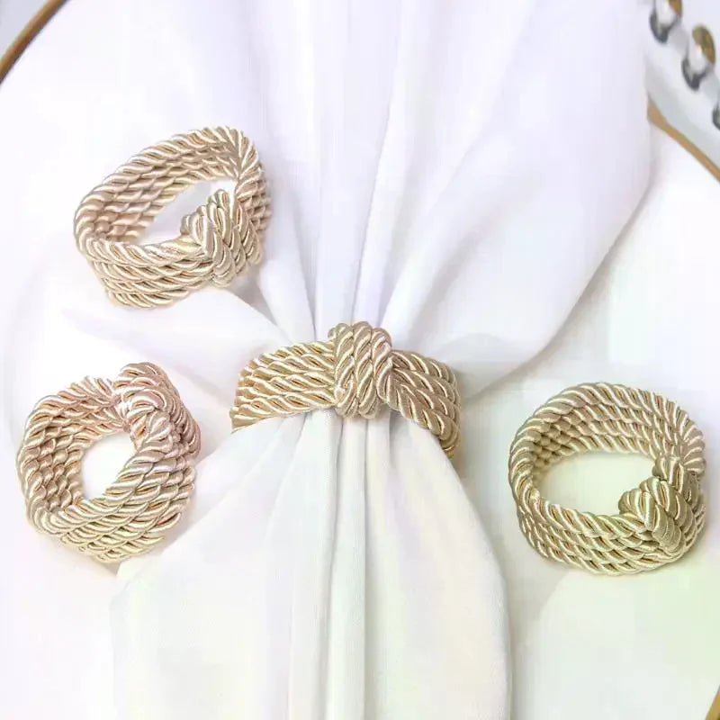 Circle Woven Rope Napkin Ring Christmas Decoration Solid Color Napkin Buckle Restaurant Bar Wedding Home Table Accessories Qme