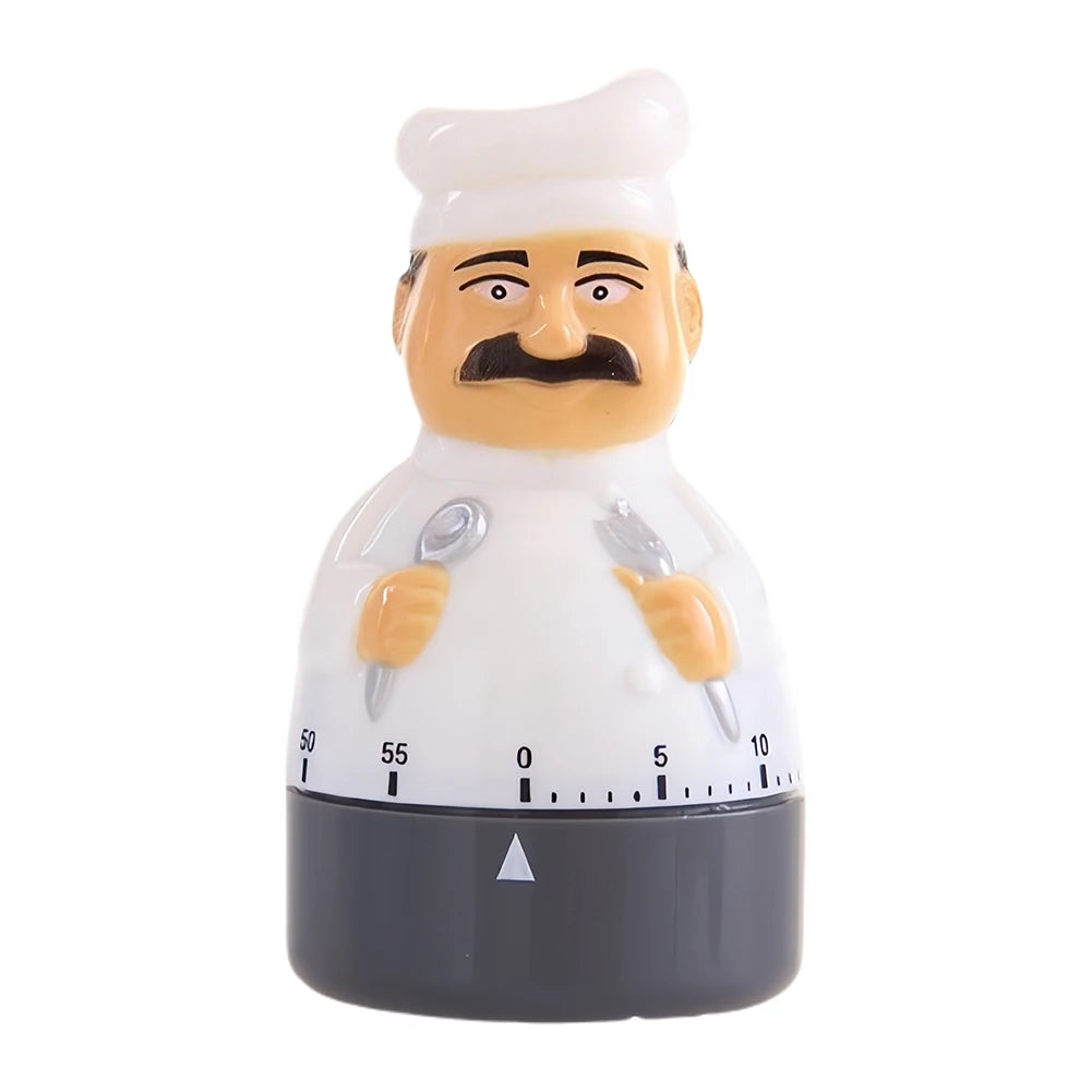 Cartoon Chef Shaped Kitchen Timer Cartoon Timing Accessory Kitchen Cooking Baking Time Reminder for Cooking Baking Frying Qme WHITE