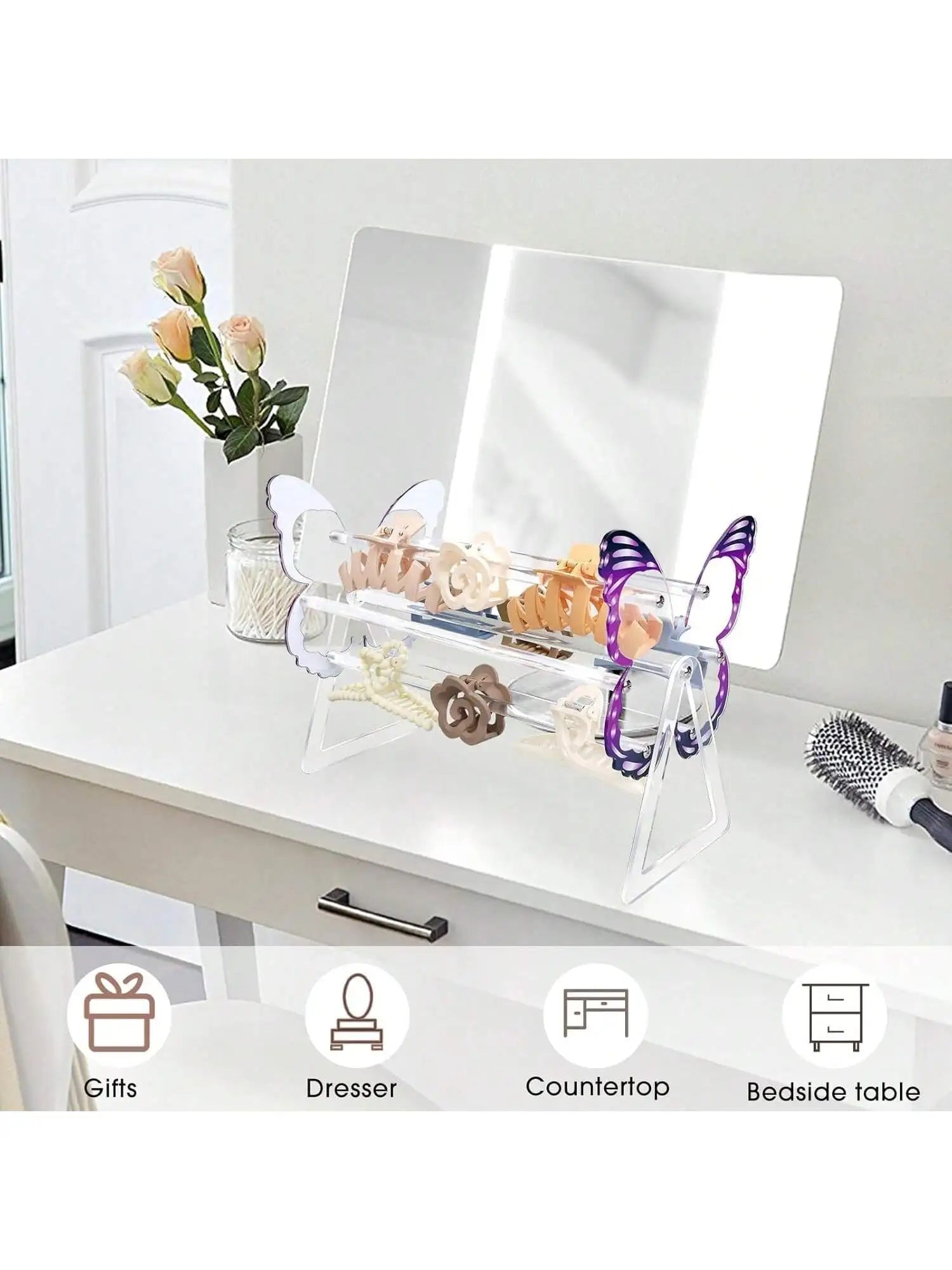 Acrylic Claw Clip Storage Rack 360 Degree Rotating Holder Hair Box Qme