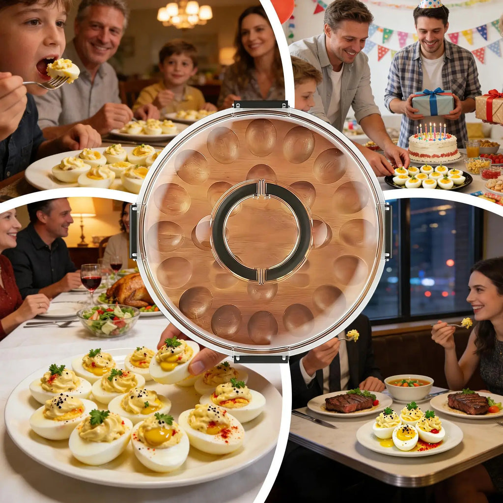 Trays for Deviled Eggs 24-Slot Tray with Lid Deviled Egg Holder for Party Home Kitchen Buffet Appetizer Countertop Table Qme