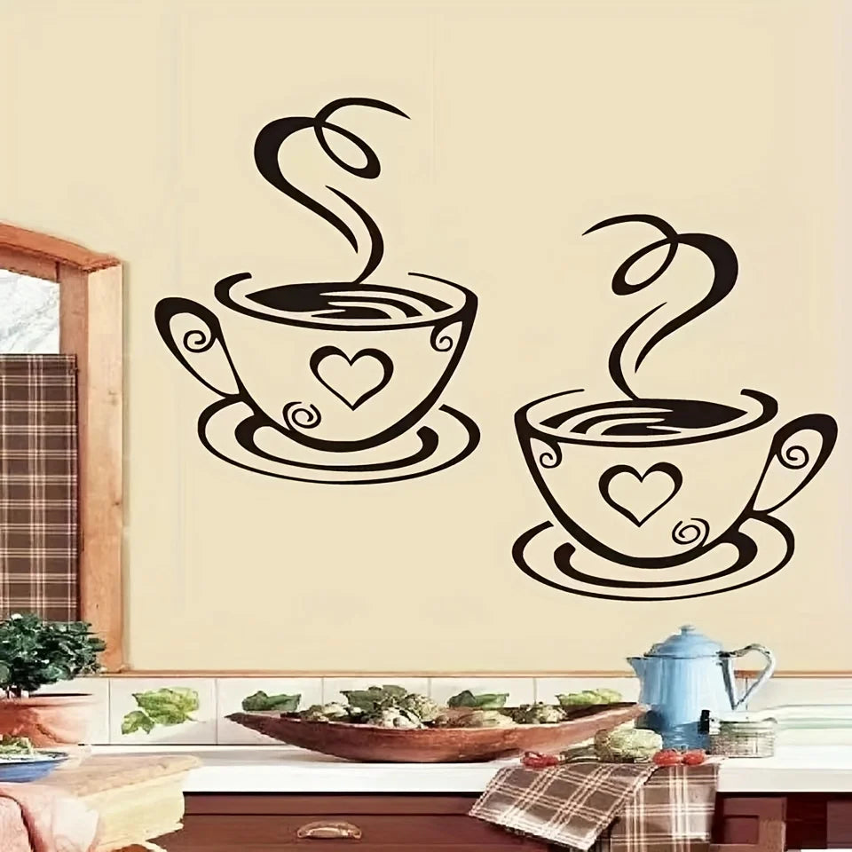 1 home wall decoration coffee cup wall sticker Qme