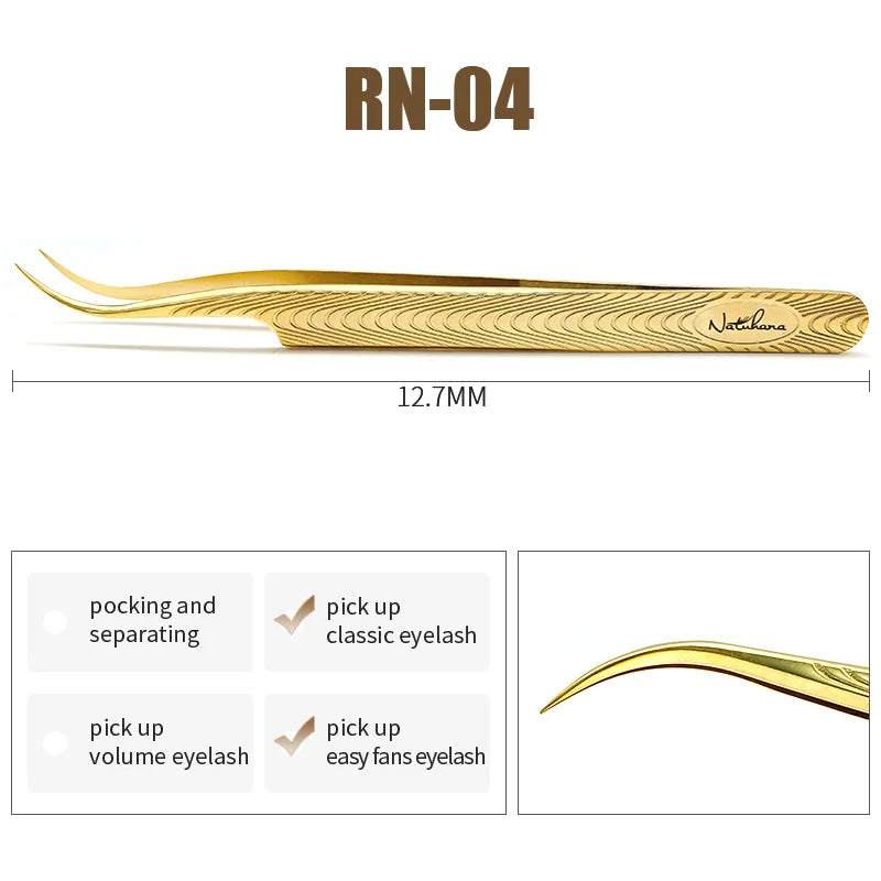 NATUHANA Professional 3D Tweezers Stainless Steel Volume Eyebrow Qme RN-04
