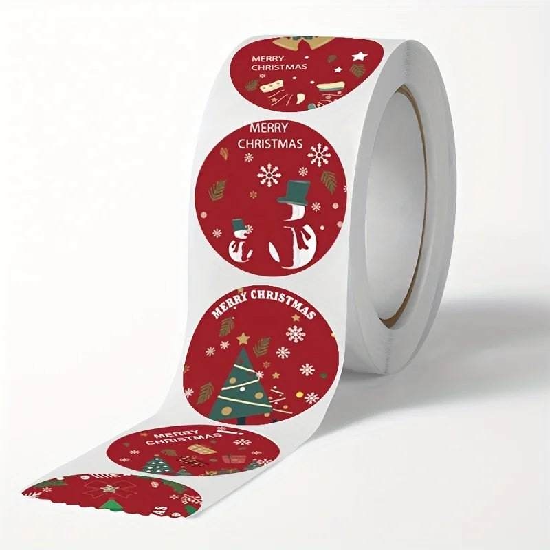1 roll of Christmas gift circular decoration sealed gift packaging label sticker Qme