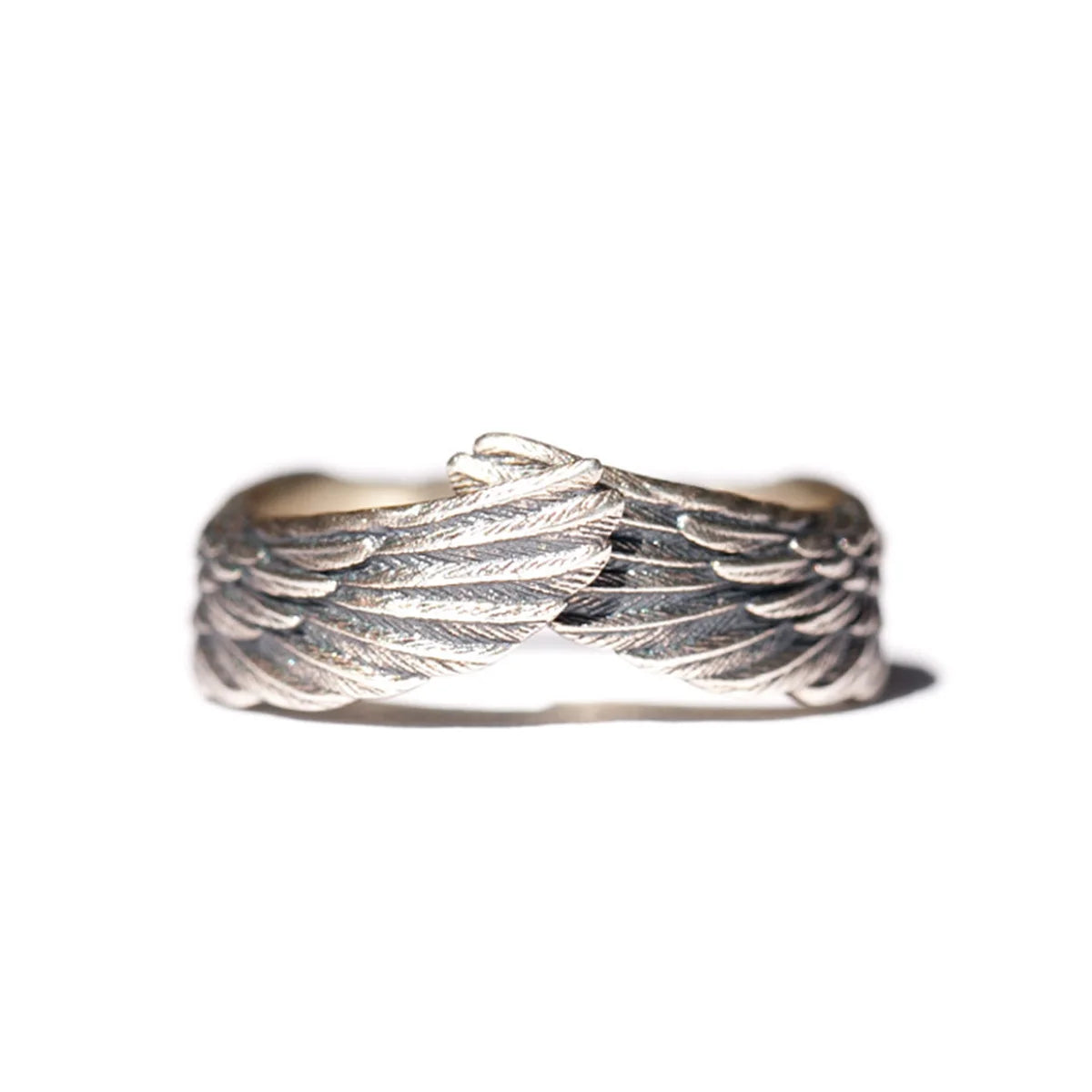 Guardian Angel Wings Hug Ring for Women Retro Punk Stainless Steel Jewelry Adjustable Lucky Amulet Finger Accessories Gifts Qme 1