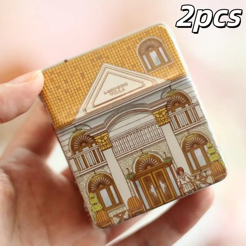 2Pcs Multi-Purpose Organizer Vintage European House-Shaped Metal Storage Box With Hinged Lid For Office Pantry Sealing Container Qme A2