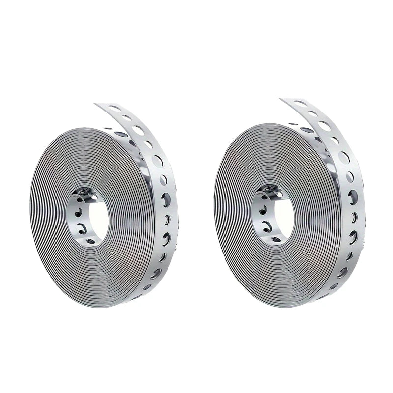 1 Roll of Galvanized Steel Tape, Pre-Punched Multi-Slot Metal Tape for Pipe Support and Sheet Metal Work Qme 2Rolls