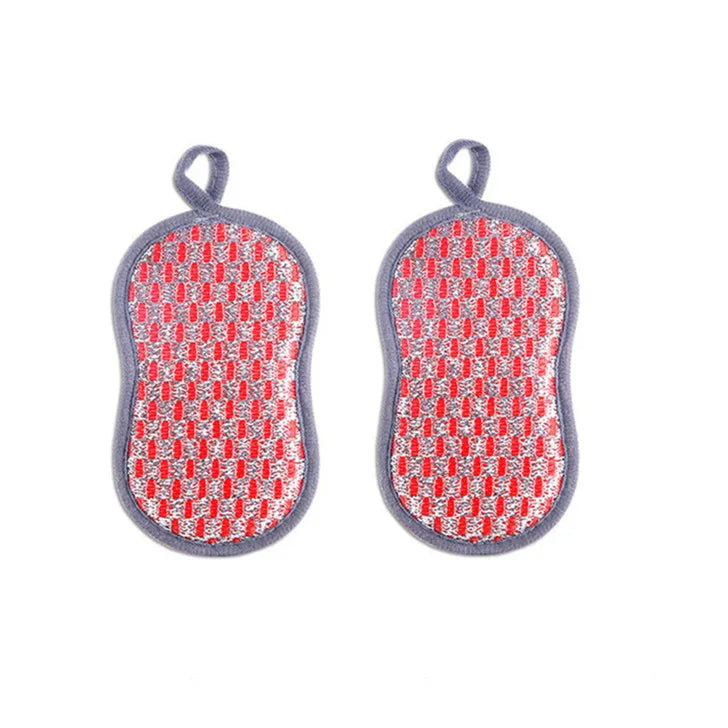Kitchen Cleaning Sponge Double Sided Sponge Scrubber Sponges For Dishwashing Scouring Pad Dish Cloth Kitchen Cleaning Tools Qme Pink 2PCS