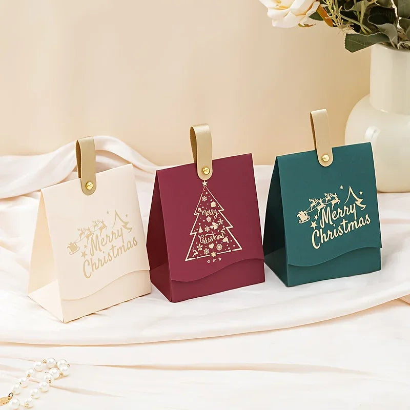6Pcs Random Christmas Gift Boxes, Gold Foil Candy Boxes For Holiday Party Favors Qme
