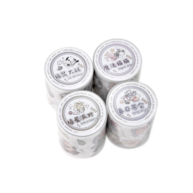 50mm*2m/roll Sparkling sand craft decorative tape lucky cat series label stickers DIY magazine albums phone cases stationery tap Qme E