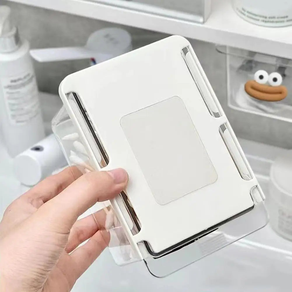 Transparent Bathroom Storage Box For Cotton Stick Makeup Cotton Pull-Out Storage Drawer Style Space Saving Cotton Pad Holder Qme
