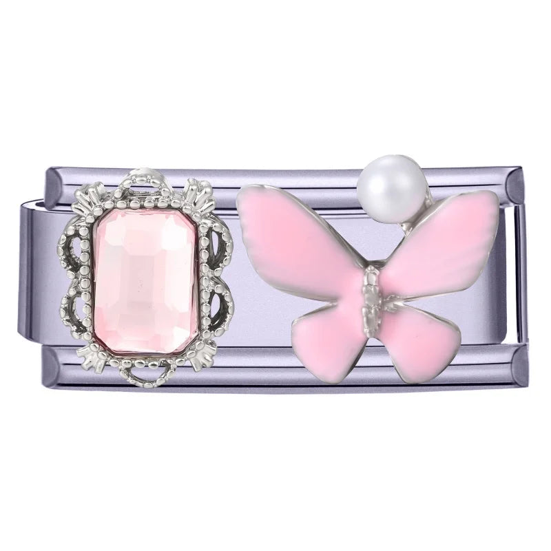 2026 Beautiful Zircon Series Starfish Butterfly Hand Chain Italian Charm Fit 9mm Stainless Steel Jewelry Make Bead DIY Bracelets Qme Style 9