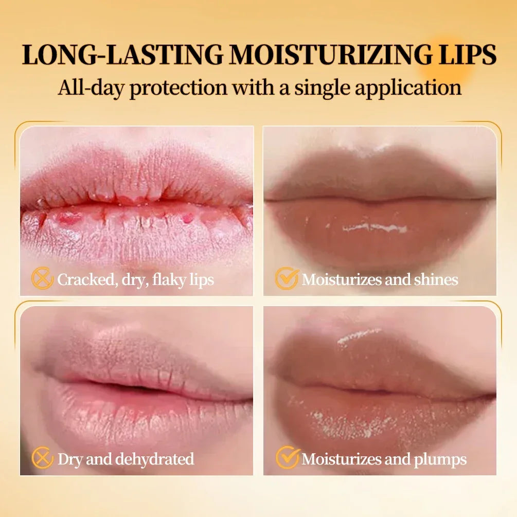 QIBEST Black Honey Lipstick Moisturizing Lip Balm Plumper Natural Makeup Smooth Enhancing Color Lip Plumping Gloss Tint Cosmetic Qme
