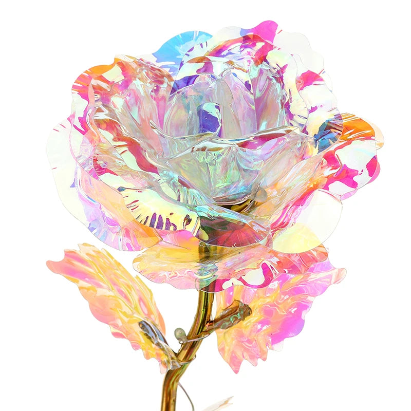 24k Gilded Rose Gold Crystal Artificial Flower Christmas Wedding Qme onesize