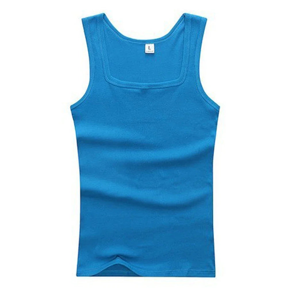 Men Solid Tank Top Breathable Sport Vest Quick-drying Keep Fit Shirt Sleeveless Square Neck T-shirt Running Fitness Clothing Qme BU M