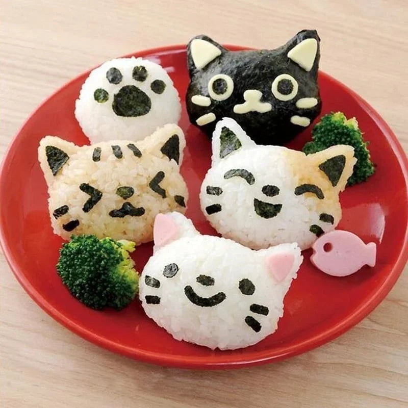 Silicone Rice Ball Mold Cute Cat Bunny Bento Maker Japanese Sushi Nori Rice Mold DIY Kitchen Cooking Tools Gadget Set Qme