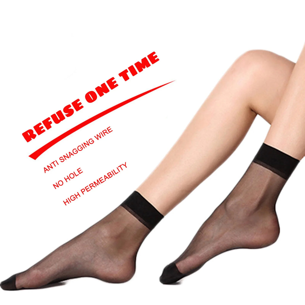 10 Pairs Women Elastic Short Stockings Black Nude Lightweight Mesh Breathable Casual Socks Summer Comfy Thin Stockings Qme