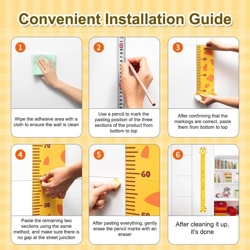 Wall Height Measuring Ruler Stickers Kids Room Kindergarten Decor Qme