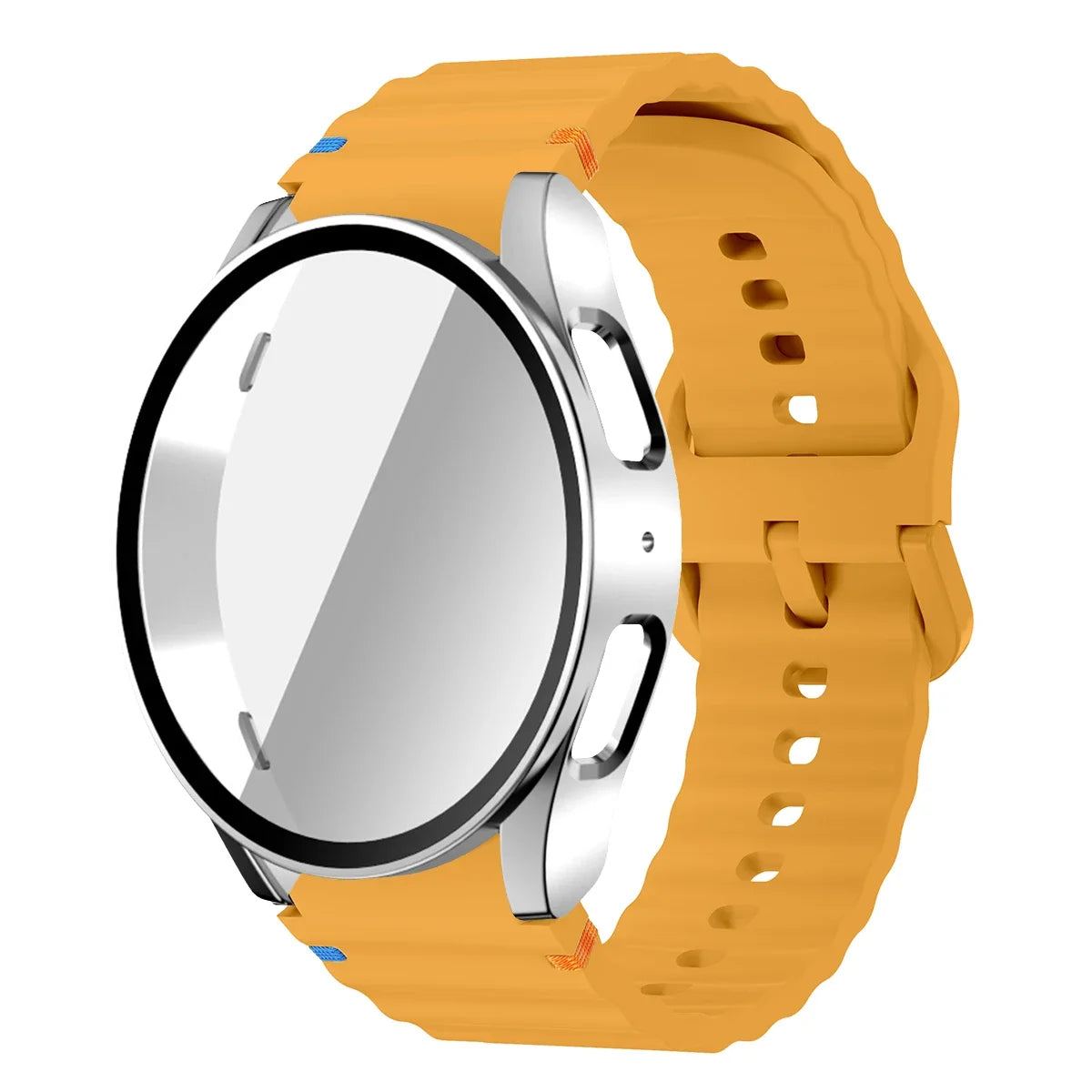 Silicone Strap for Samsung Watch 7 6 5 4 40mm 44mm 5Pro 45mm Band With Case Screen Protector Bumper cover for Wrist Accessories Qme