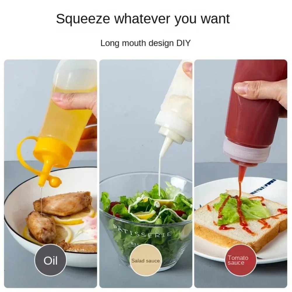 Squeeze Sauce Bottle Condiment Bottles Dispenser Ketchup BBQ Sauces Qme