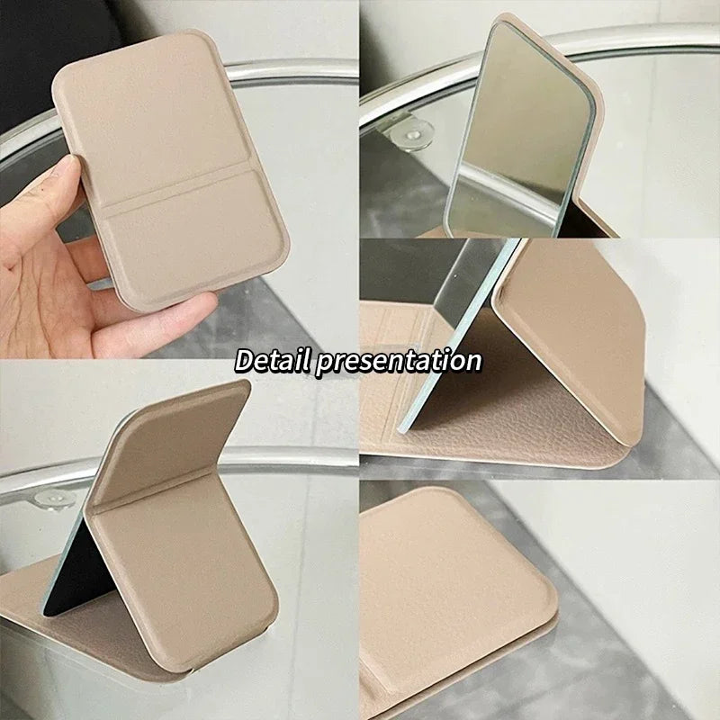 Women Mini Mirror Folding Makeup Hand Mirror Portable Single-side Mini Cosmetic Mirror Foldable High Definition Vanity Tools Qme