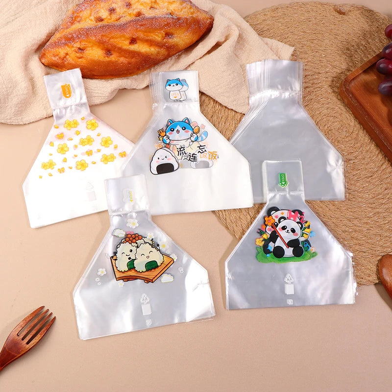 Lovely Cartoon Japenese Triangle Rice Ball Disposable Packaging Bag Qme