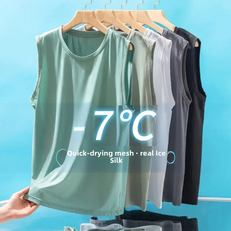 Men's Trendy Thin Breathable Quick Drying Sports Casual Wide Shoulder Sleeveless T-shirt Tank Top Casual Fashion Outerwear Qme