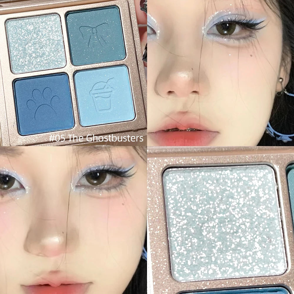 ART VALUE 4 Colors Eyeshadow Palette Glitter Pearly Eye Shadow Nude Long Lasting Charming Eyes Make Up Palette Cosmetics Qme 05