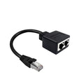 Network Cable RJ45 Male To 2 Female Ethernet LAN Network Adapter Cat 7 Extension for Pc Laptop Qme black