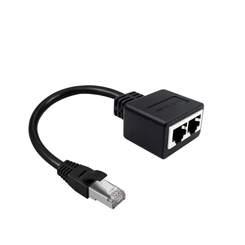 Network Cable RJ45 Male To 2 Female Ethernet LAN Network Adapter Cat 7 Extension for Pc Laptop Qme black