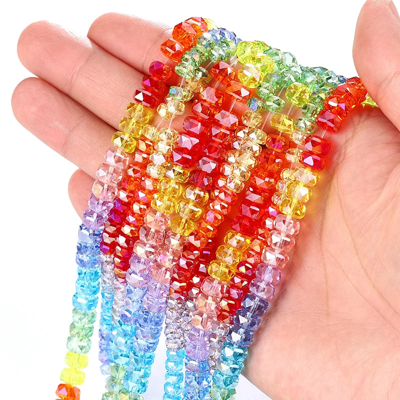 6mm 8mm Premium K9 Crystal Sparkling Rondelle Beads Faceted Glass Wheel Spacer Beads for DIY Bracelets, Necklaces, Earrings Qme