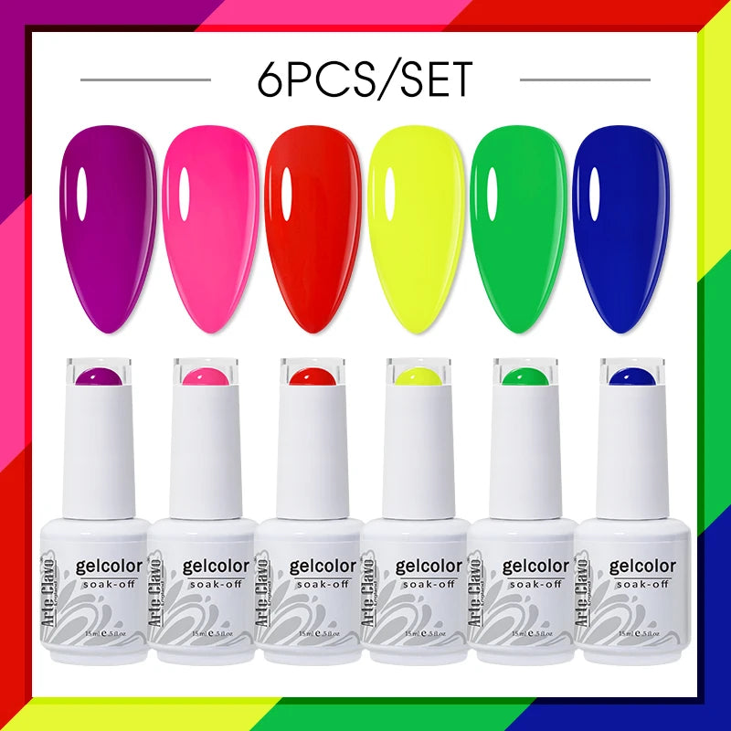 Arte Clavo 4 6 8 Gel Nail Polish Art Soak Off UV Colorful Semi