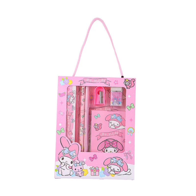 Hello Kitty Kuromi Stationery Set Student Birthday Gift Box Event Prizes: Ruler, Pencil, Eraser Qme