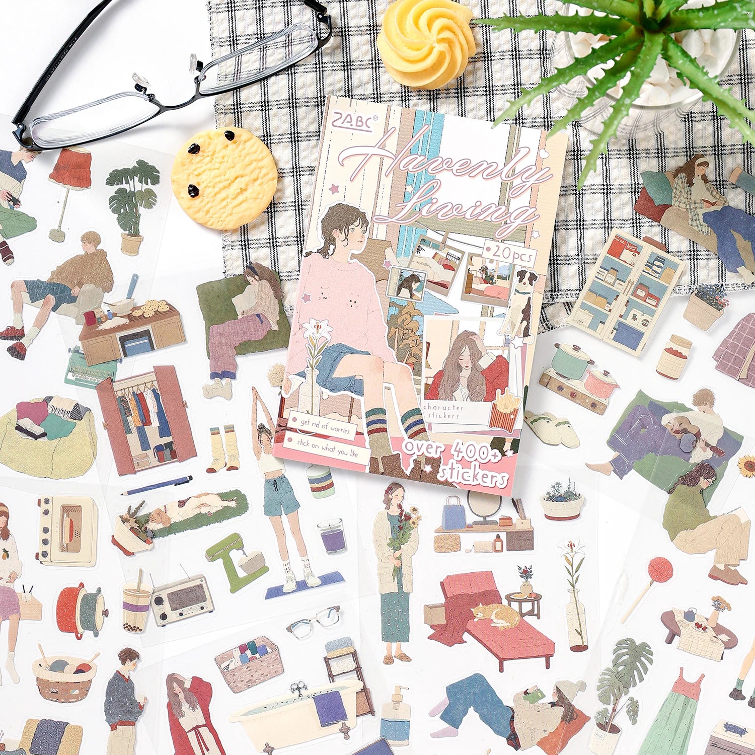 TIANZI 20/80 Pcs Cartoon Character Die-Cutting Stickers Korean Stationery DIY Scrapbooking Journal Decorative Sticker Book Qme