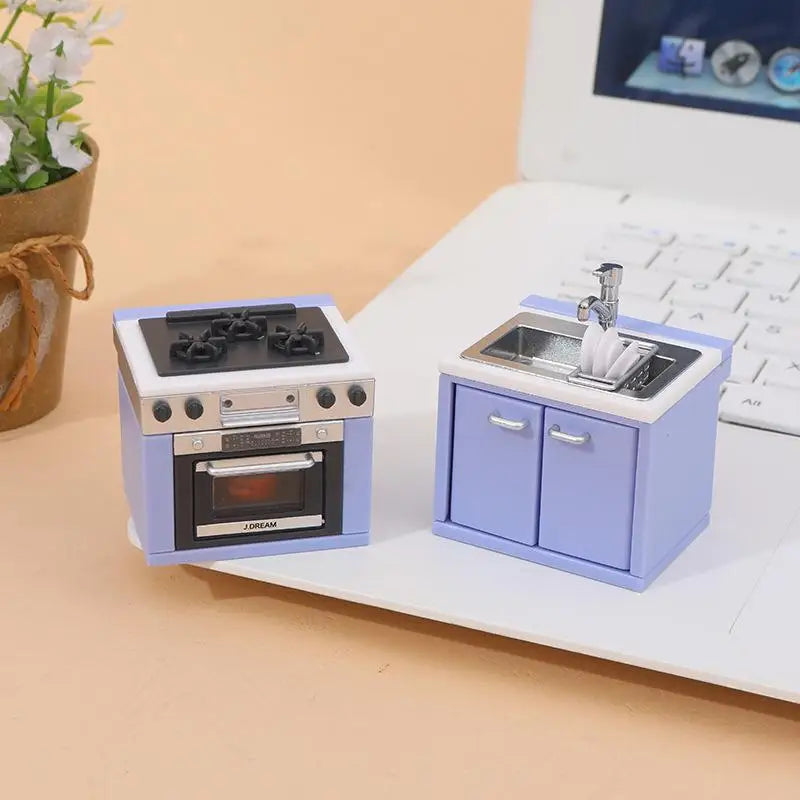 Dollhouse Simulation Mini Kitchen Utensils Gas Stove Model Scene Qme
