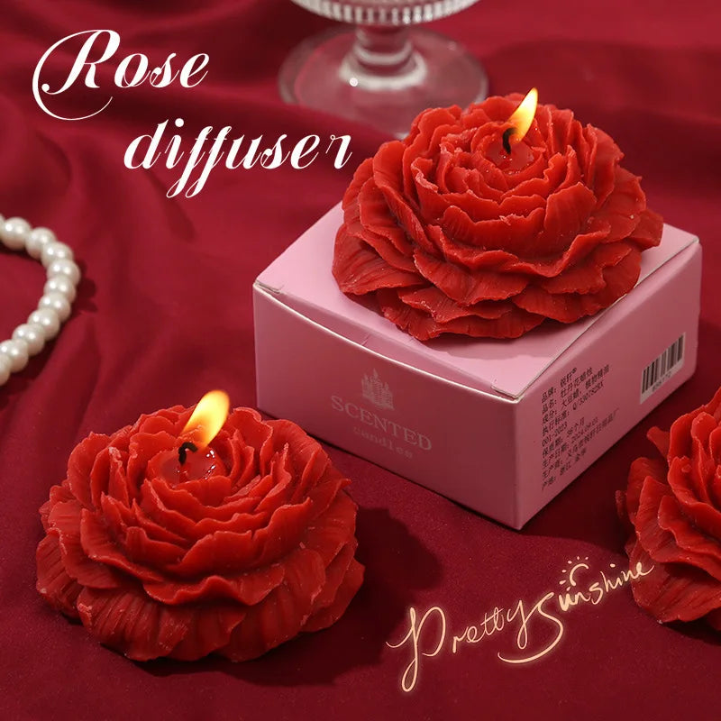 Peony Fragrance Aroma Candle Romantic Wedding Valentine Beautiful Qme 2pcs