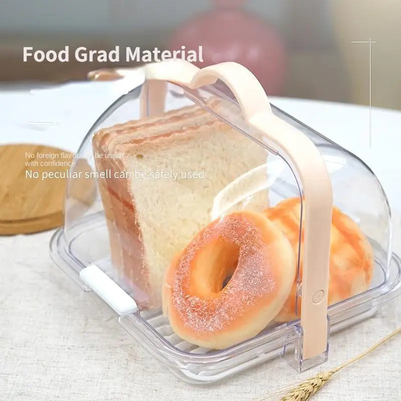 Portable Bread Storage Box Lid Transparent Dust Proof Cake Pastry Qme