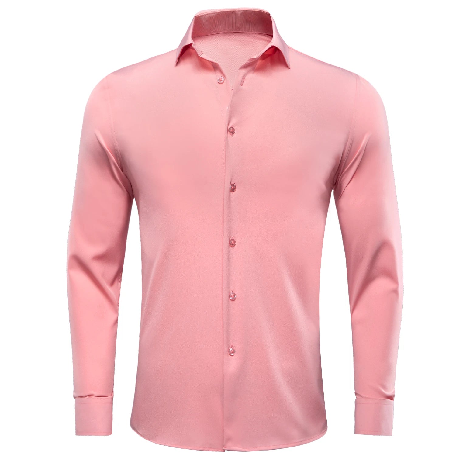 Hi-tie Plain Solid Silk Men's Shirts Long Sleeve Lapel Dress Suit Qme