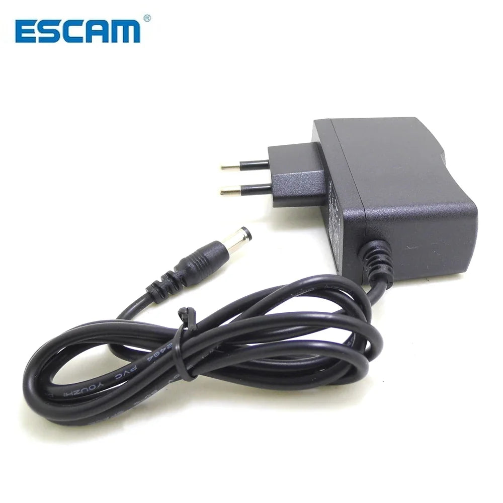 ESCAM EU Plug AC/DC Power adapter charger Power Adapter for CCTV Camera AC 100-240V DC 12V 1A (2.1mm * 5.5mm) Qme