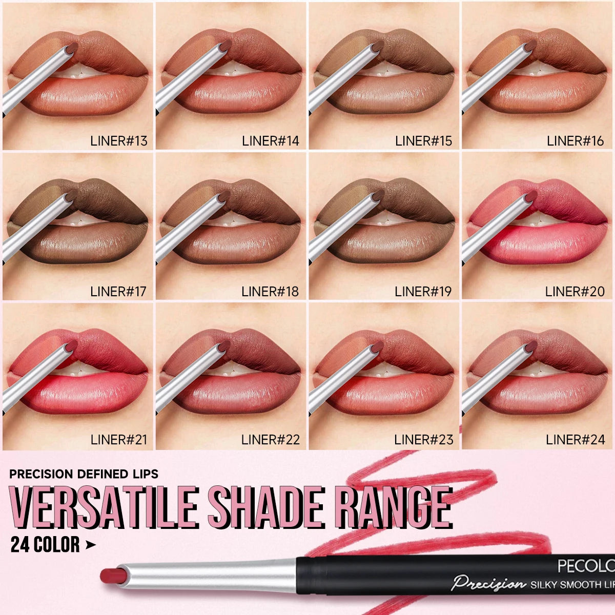24-Color Matte Lip Liner Long-lasting Natural Effect Pencil All Skin Qme