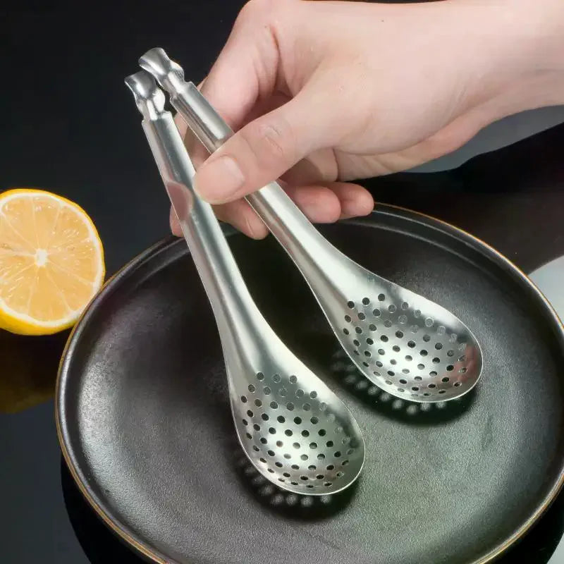 410 Stainless Steel Strainer Spoon Kitchen Spoon With Holes Cuisine Caviar Builder Roe Sauce Kitchen Cooking Gadgets Qme
