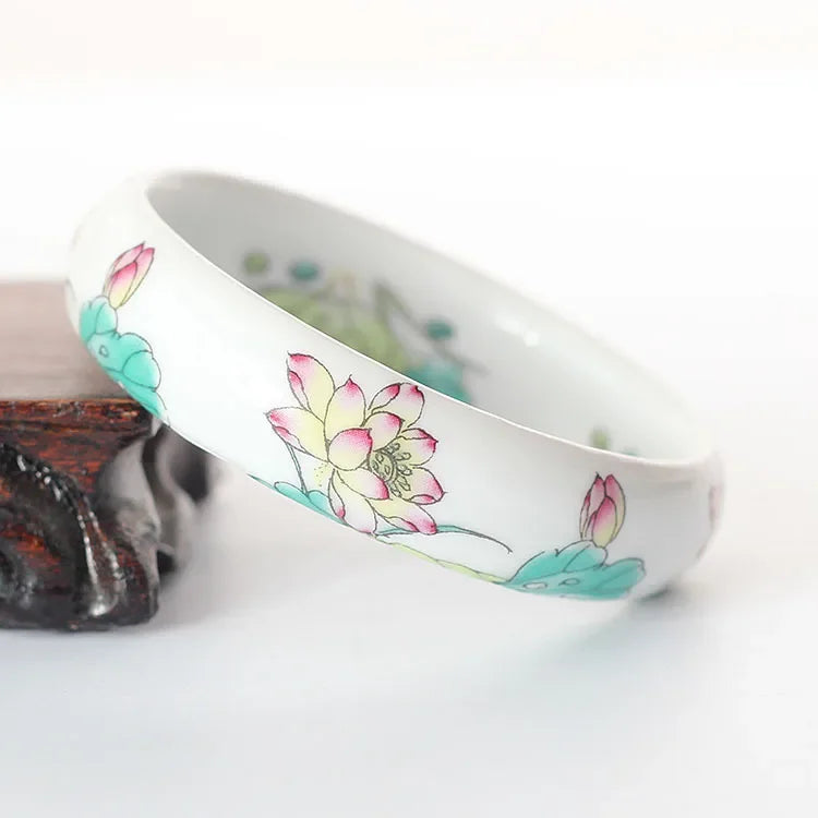 Chinese Antique Blue and White Porcelain Bangle Classic Ethnic Jingdezhen Ceramic Crafts Collection Jewelry Gifts Collection Qme 3-thick-1.7cm 58-60mm