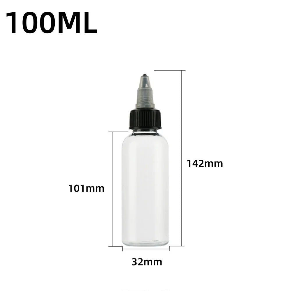 10pcs 30/60/100/120ml Recyclable Clear Tattoo Airbrush Ink Pigment Bottles Empty Bottle Container For Tattoo Ink Color Qme 100ML 10PCS