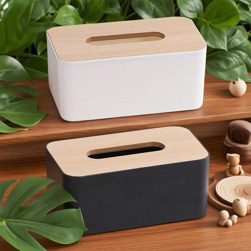 Disposable Luxurious Bamboo Rectangular Tissue Box Cover Waterproof Qme